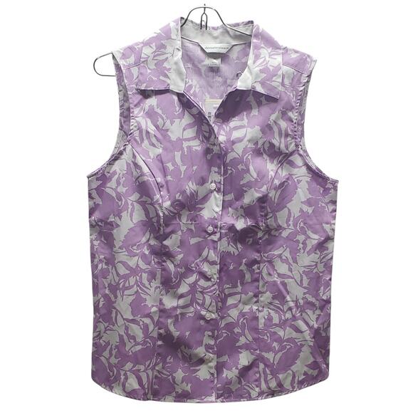 C.J. Banks Floral Button-Up Blouse M – Sleeveless Y2K Cottagecore Vibes - Picture 1 of 9